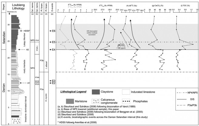 High-resolution geochemistry, carbon isotope, oxygen isotope, Δ13C and biostratigraphy across the Danian–Selandian boundary in the Loubieng section