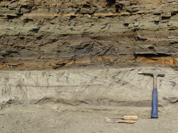 02 The long grey sandy channel after cleaning the outcrop